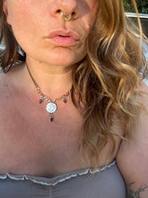 Load image into Gallery viewer, Garnet + Mother of Pearl Charm Necklace