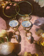 Load image into Gallery viewer, Tiered Stone Hoops - Pearl Moon + Cantera Opal