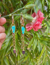 Load image into Gallery viewer, Kingman Turquoise x Amethyst Point Multi Hoop