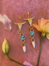 Load image into Gallery viewer, The Steer Earrings - Hubei + White Buffalo Turquoise