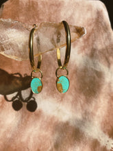 Load image into Gallery viewer, Stone Hoops - Tibetan Turquoise 002