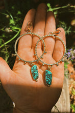 Load image into Gallery viewer, Spider Web Hubei Turquoise Stamped + Dotted Hoops 003