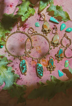 Load image into Gallery viewer, Spider Web Hubei Turquoise Stamped + Dotted Hoops 003