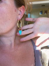 Load image into Gallery viewer, Stone Hoops - Tibetan Turquoise 002