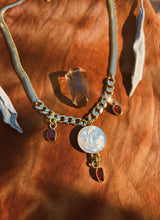 Load image into Gallery viewer, Garnet + Mother of Pearl Charm Necklace