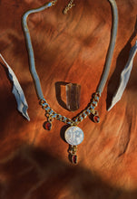 Load image into Gallery viewer, Garnet + Mother of Pearl Charm Necklace