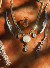 Load image into Gallery viewer, Moonstone + Mother of Pearl Charm Necklace
