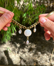 Load image into Gallery viewer, Moonstone + Mother of Pearl Charm Necklace