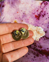 Load image into Gallery viewer, 2-in-1 Stamped Disc Studs // Green Hubei Turquoise