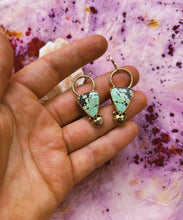 Load image into Gallery viewer, Stamped Mini Hubei Turquoise Hoops
