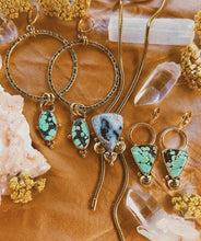 Load image into Gallery viewer, Stamped Mini Hubei Turquoise Hoops