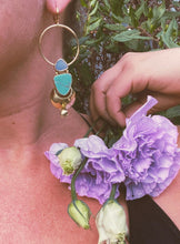 Load image into Gallery viewer, The Temple Earrings - Australian Opal + White Water Turquoise 002
