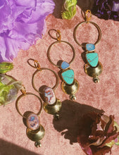 Load image into Gallery viewer, The Temple Earrings - Australian Opal + White Water Turquoise 001