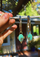 Load image into Gallery viewer, Kingman Turquoise w Pyrite Inclusion Hoops
