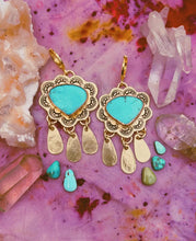 Load image into Gallery viewer, Stamped Drop Earrings - White Water Turquoise