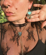 Load image into Gallery viewer, Stamped Drop Earrings - White Water Turquoise