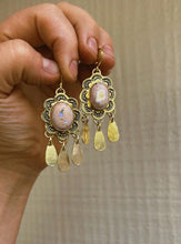 Load image into Gallery viewer, Stamped Drop Earrings - White Water Turquoise