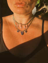 Load image into Gallery viewer, Boulder Opal + Faceted Iolite Cuban Link X Snake Chain Charm Necklace
