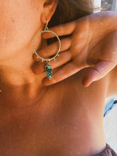 Load image into Gallery viewer, Spider Web Hubei Turquoise Stamped + Dotted Hoops 003