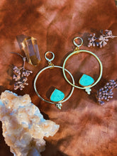 Load image into Gallery viewer, Turquoise Triple Dot Hoops