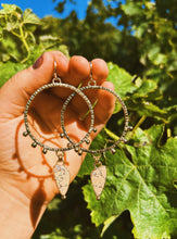 Load image into Gallery viewer, Beige Hubei Turquoise Stamped + Dotted Hoops 001