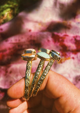 Load image into Gallery viewer, Pink Pearl + Cantera Opal Stamped Double Bangle