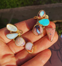 Load image into Gallery viewer, Ear Crawler Duo Dusters - Cantera + Australian Opal, Faceted Mother of Pearl