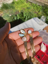 Load image into Gallery viewer, Ear Crawler Duo Dusters - Cantera + Australian Opal, Faceted Mother of Pearl