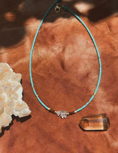 Load image into Gallery viewer, Kingman Turquoise + Herkimer Diamond Heishi Necklace