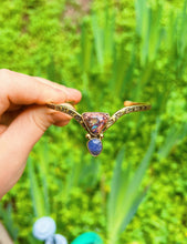 Load image into Gallery viewer, Stamped Iolite + Cantera Opal Bangle