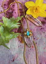 Load image into Gallery viewer, Crystal Quartz + Stamped Australian Opal Pendulum Bolo