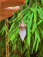 Load image into Gallery viewer, Stamped Rose Quartz + Cantera Pendulum Chain
