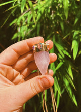 Load image into Gallery viewer, Rose Quartz + Cantera Crown Pendulum Bolo