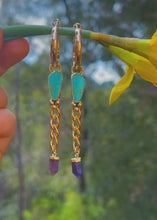 Load image into Gallery viewer, Kingman Turquoise x Amethyst Point Multi Hoop