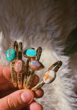 Load image into Gallery viewer, White Buffalo Turquoise Stamped Bangle - #001