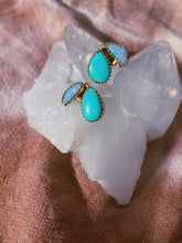 Load image into Gallery viewer, The Bloom Studs 002 - Kingman Turquoise + Australian Opal