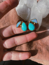 Load image into Gallery viewer, The Bloom Studs 002 - Kingman Turquoise + Australian Opal