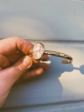 Load image into Gallery viewer, White Buffalo Turquoise Stamped Bangle - #001