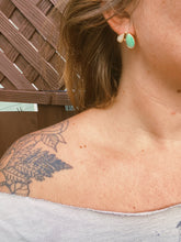 Load image into Gallery viewer, The Bloom Studs 001 - Iron Maiden + Hubei Turquoise, Ethiopian Opal