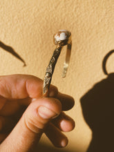 Load image into Gallery viewer, White Buffalo Turquoise Stamped Bangle - #002