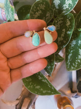 Load image into Gallery viewer, The Bloom Studs 001 - Iron Maiden + Hubei Turquoise, Ethiopian Opal
