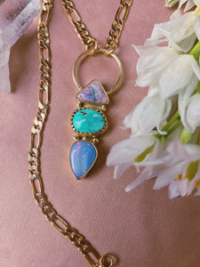 Copy of The Portal Necklace - Australian + Cantera Opal, Emerald Valley Turquoise
