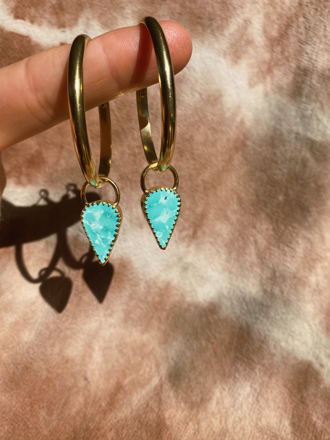 Stone Hoops - White Water Turquoise