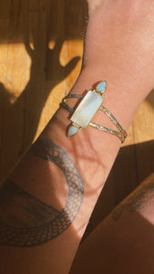 Stamped Bangle - Ethiopian Opal + Mother of Pearl