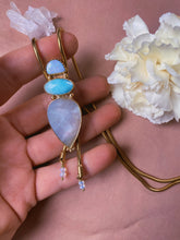 Load image into Gallery viewer, Australian Opal, Larimar + Mother of Pearl Bolo

