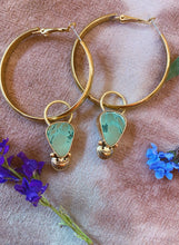 Load image into Gallery viewer, Green Turquoise Hoops

