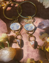 Load image into Gallery viewer, Tiered Stone Hoops - Pearl Moon + Cantera Opal
