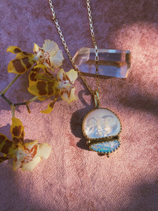 The Moon Maiden Necklace - Australian Opal  + Box Chain