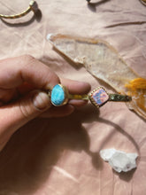 Load image into Gallery viewer, Double Stamped Bangle - Cantera Opal + Larimar
