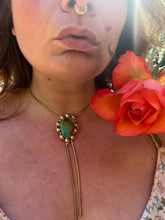 Load image into Gallery viewer, Kingman Turquoise Stamped Bolo
